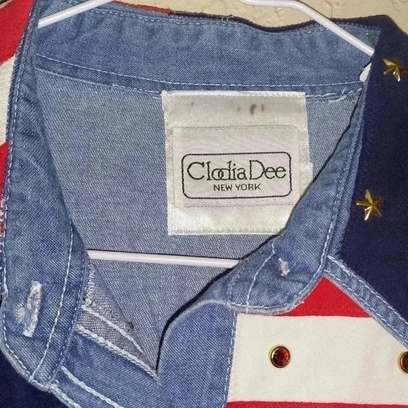 Clodia Dee denim Stars and Strips Shirt Size L - Picture 5 of 7